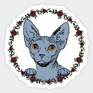 Sphinx Cat in Rose Circle Sticker